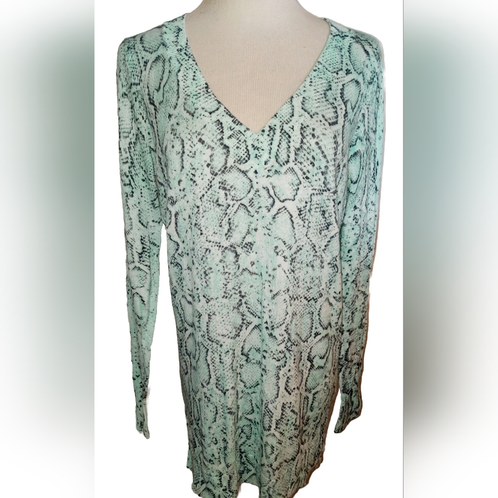 Nwt Apt. 9 Aqua Gray snake skin tunic Oversized sweater size small